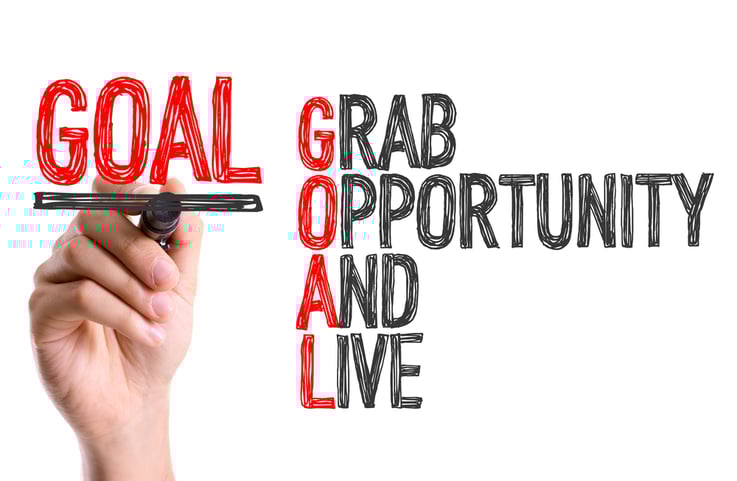 Hand with marker writing the word Goal Acronym